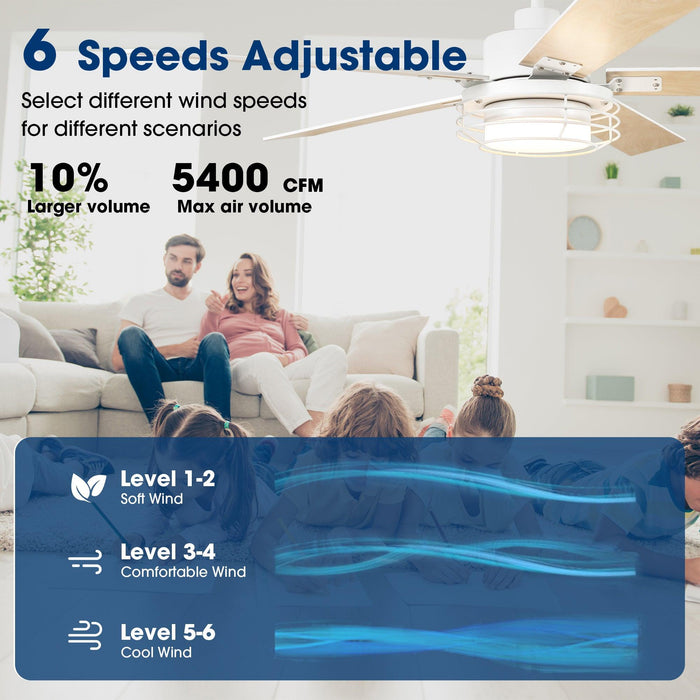 52 Inch Bernice DC Motor Industrial Downrod Ceiling Fan with LED Light and Remote Control