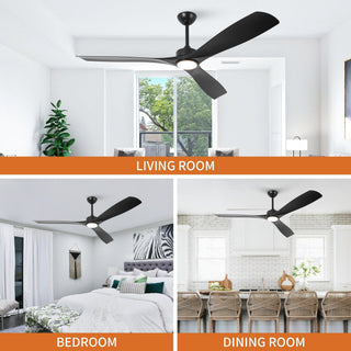 60 Inch Alexi Hamptons DC Motor Modern Downrod Ceiling Fan with LED Light