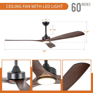 60 Inch Alexi Hamptons DC Motor Modern Downrod Ceiling Fan with LED Light