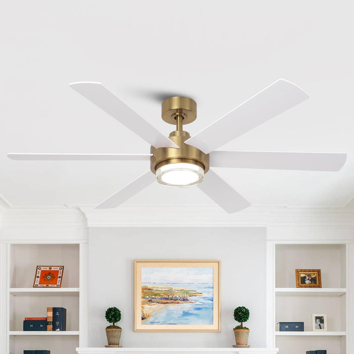 54 Inch Kama Modern Downrod Mount Ceiling Fan with Remote Control and LED Light