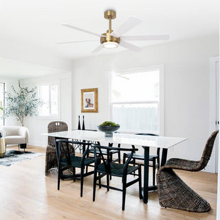 54 Inch Kama Modern Downrod Mount Ceiling Fan with Remote Control and LED Light