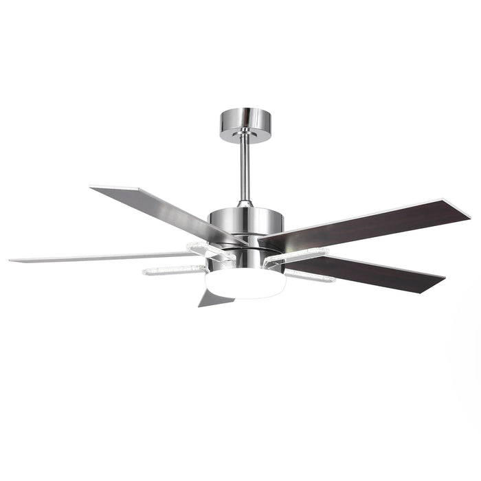 52 Inch Double-sided Blades Modern Downrod Mount Ceiling Fan with Main/Side LED Light