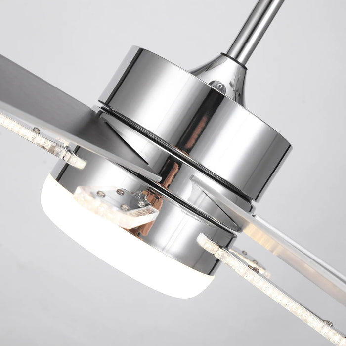 52 Inch Double-sided Blades Modern Downrod Mount Ceiling Fan with Main/Side LED Light