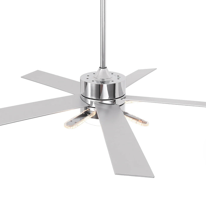 52 Inch Double-sided Blades Modern Downrod Mount Ceiling Fan with Main/Side LED Light
