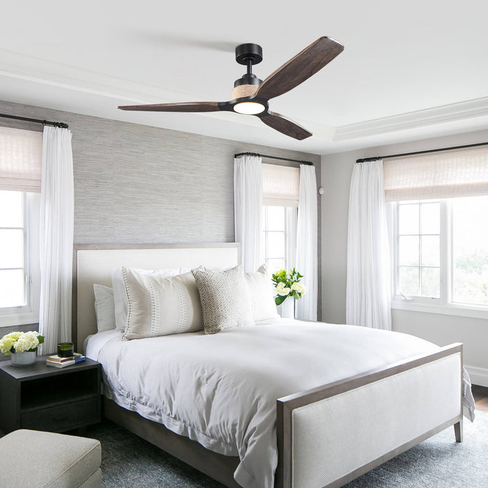 56 Inch Louise Downrod Mount LED Ceiling Fan with Remote Control