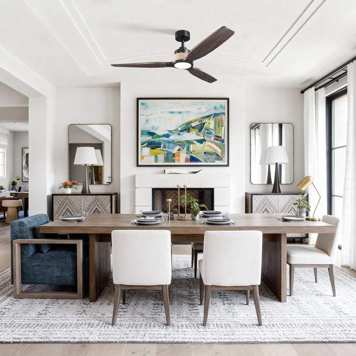 56 Inch Louise Downrod Mount LED Ceiling Fan with Remote Control