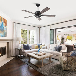 52 Inch Arlen Double-sided Blades Downrod Mount LED Ceiling Fan with Remote Control