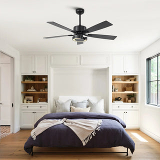 52 Inch Arlen Double-sided Blades Downrod Mount LED Ceiling Fan with Remote Control