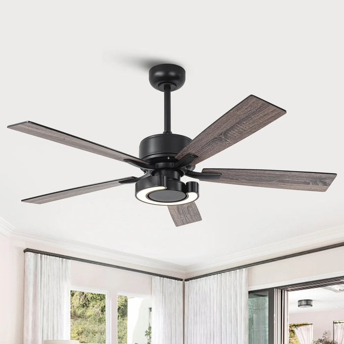 52 Inch Arlen Double-sided Blades Downrod Mount LED Ceiling Fan with Remote Control