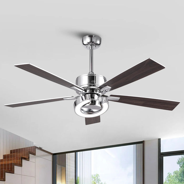 52 Inch Arlen Double-sided Blades Downrod Mount LED Ceiling Fan with Remote Control