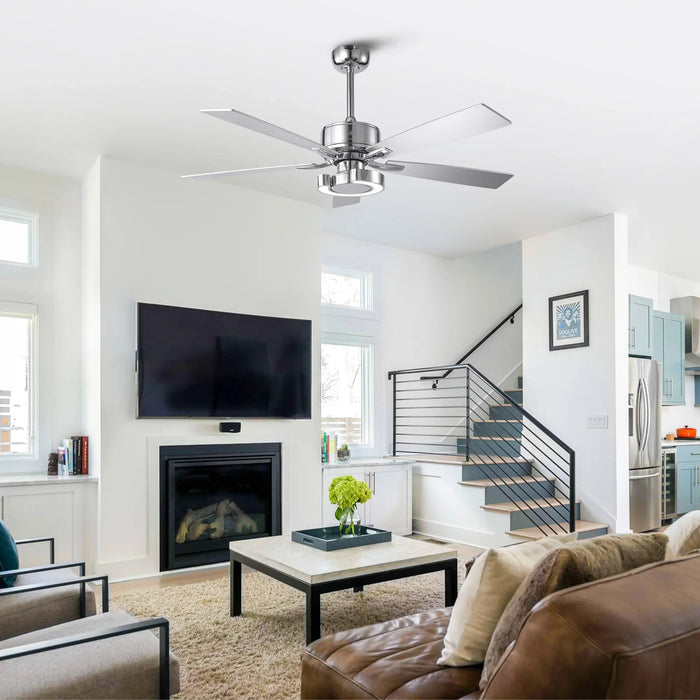 52 Inch Arlen Double-sided Blades Downrod Mount LED Ceiling Fan with Remote Control