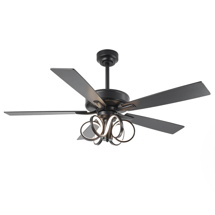 52 Inch Levi Double-sided Blades Downrod Mount LED Ceiling Fan with Remote Control