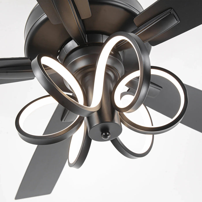 52 Inch Levi Double-sided Blades Downrod Mount LED Ceiling Fan with Remote Control