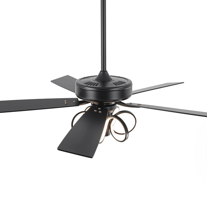 52 Inch Levi Double-sided Blades Downrod Mount LED Ceiling Fan with Remote Control