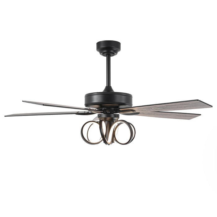 52 Inch Levi Double-sided Blades Downrod Mount LED Ceiling Fan with Remote Control