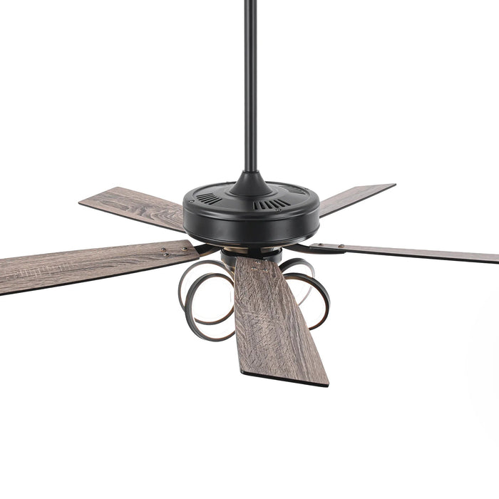 52 Inch Levi Double-sided Blades Downrod Mount LED Ceiling Fan with Remote Control