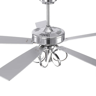 52 Inch Levi Double-sided Blades Downrod Mount LED Ceiling Fan with Remote Control