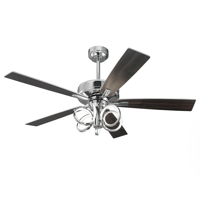 52 Inch Levi Double-sided Blades Downrod Mount LED Ceiling Fan with Remote Control