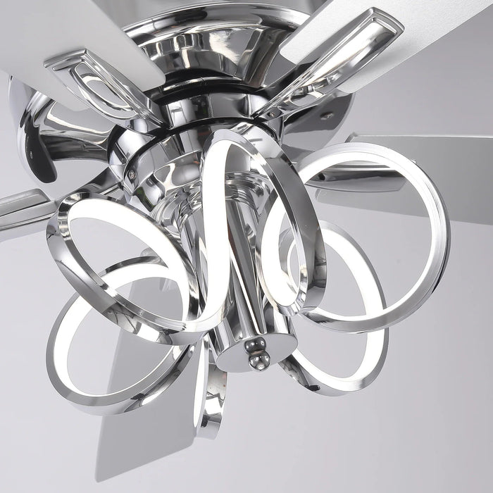 52 Inch Levi Double-sided Blades Downrod Mount LED Ceiling Fan with Remote Control