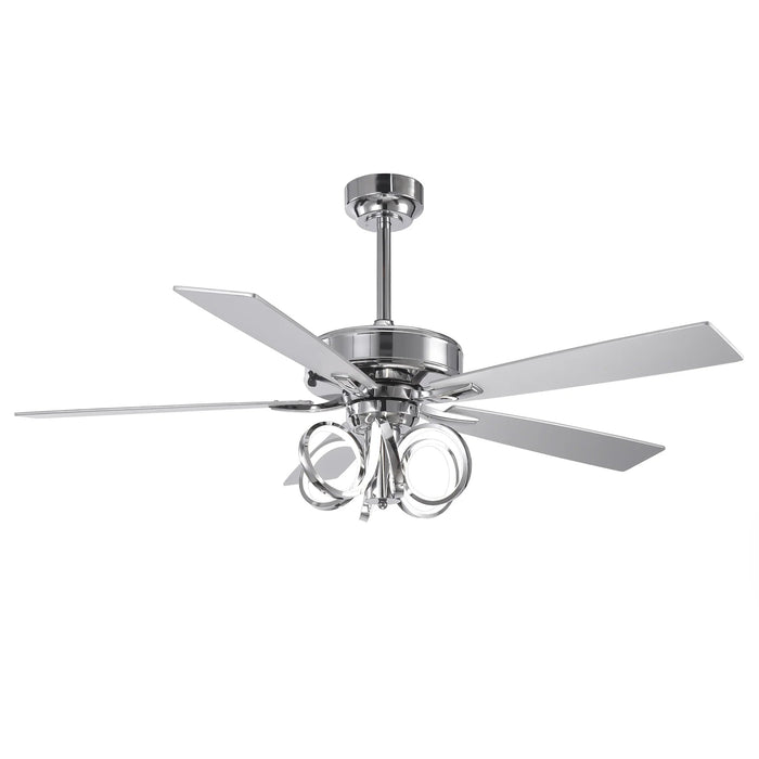 52 Inch Levi Double-sided Blades Downrod Mount LED Ceiling Fan with Remote Control