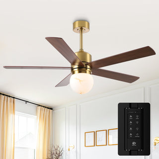 52 Inch Alva Hamptons Double-sided Blades Downrod Mount LED Ceiling Fan with Remote Control