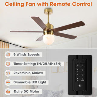 52 Inch Alva Hamptons Double-sided Blades Downrod Mount LED Ceiling Fan with Remote Control