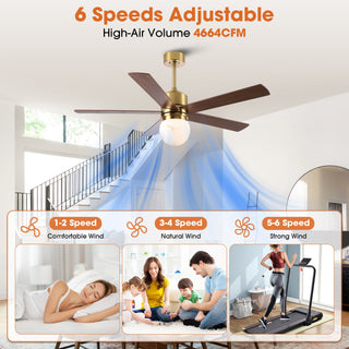52 Inch Alva Hamptons Double-sided Blades Downrod Mount LED Ceiling Fan with Remote Control