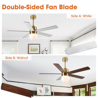 52 Inch Alva Hamptons Double-sided Blades Downrod Mount LED Ceiling Fan with Remote Control