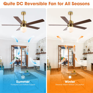 52 Inch Alva Hamptons Double-sided Blades Downrod Mount LED Ceiling Fan with Remote Control