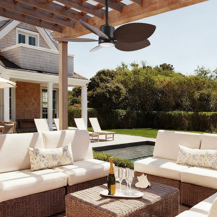 42 Inch Wythe IPX5 Outdoor Downrod Hanging Buckle LED Fan with Remote Control