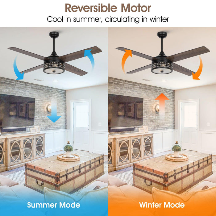52" Cason Modern Downrod Mount Reversible Ceiling Fan with Lighting and Remote Control