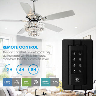 52" Howell Modern Downrod Mount Reversible Crystal Ceiling Fan with Lighting and Remote Control