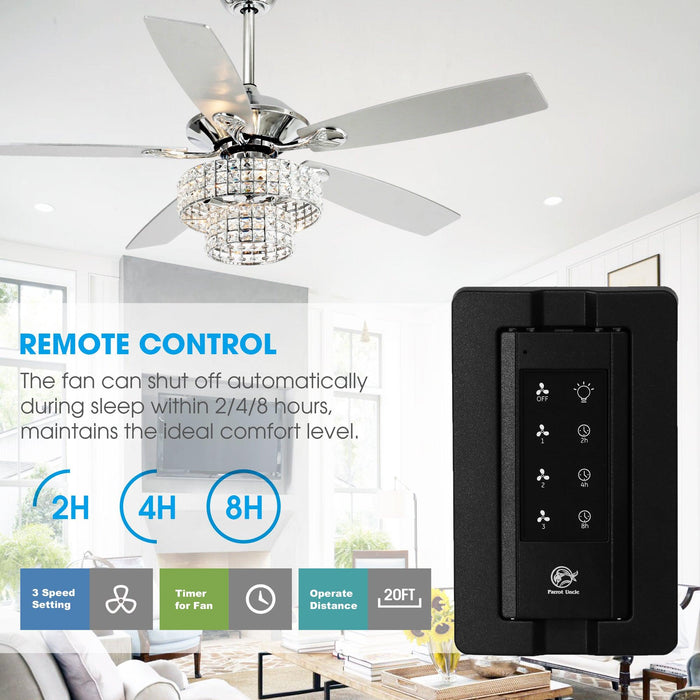 52" Howell Modern Downrod Mount Reversible Crystal Ceiling Fan with Lighting and Remote Control