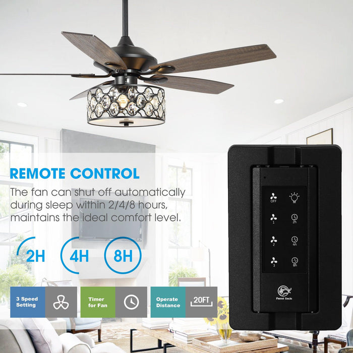 52" Tibuh Modern Downrod Mount Reversible Crystal Ceiling Fan with Lighting and Remote Control