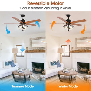 52" Mumbai Industrial Downrod Mount Reversible Ceiling Fan with Lighting and Remote Control