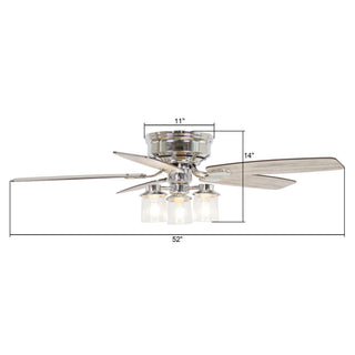 52" Bangatore Traditional Chrome Flush Mount Reversible Ceiling Fan with Lighting and Remote Control