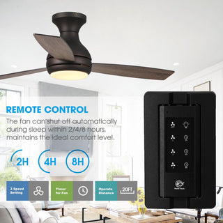 48" Beckette Hamptons Farmhouse Flush Mount Reversible Ceiling Fan with Lighting and Remote Control
