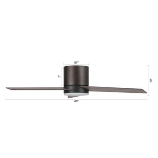 48" Kielah Hamptons Farmhouse Flush Mount Reversible Ceiling Fan with Lighting and Remote Control
