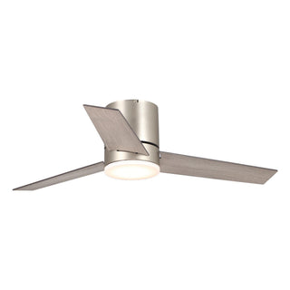 48" Satin Hamptons Nickel Flush Mount Low Profile Ceiling Fan with LED Lighting