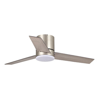 48" Satin Hamptons Nickel Flush Mount Low Profile Ceiling Fan with LED Lighting