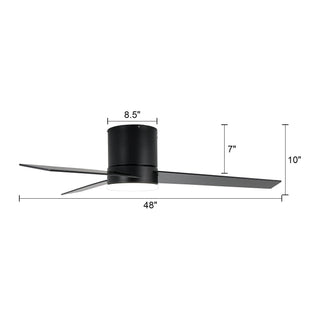 48" Hamptons Flush Mount Ceiling Fan 3 Blades with LED Lighting and Remote Control