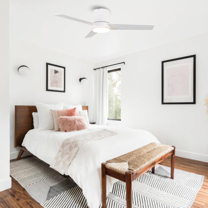 48" Flush Mount Ceiling Fan 3 Blades with LED Lighting and Remote Control