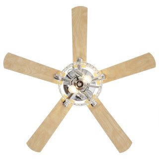 52" Dicken Modern Downrod Mount Reversible Crystal Ceiling Fan with Lighting and Remote Control