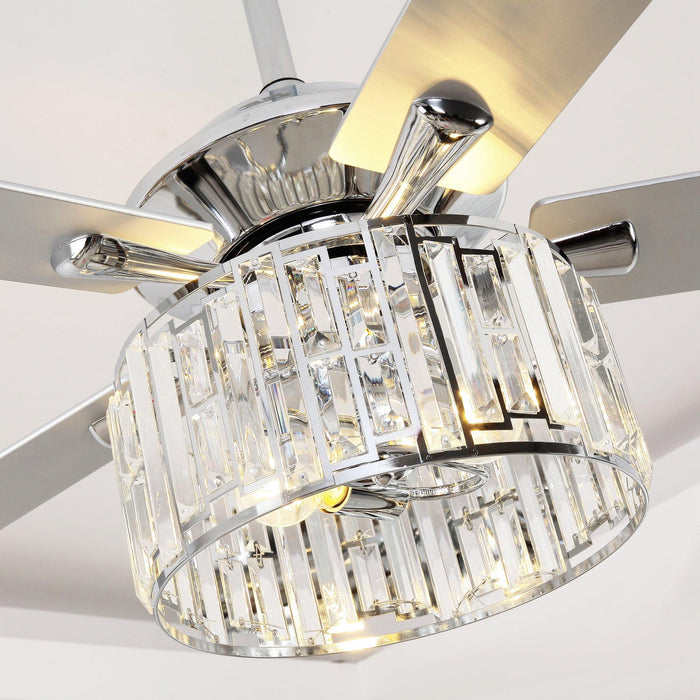 52" Dicken Modern Downrod Mount Reversible Crystal Ceiling Fan with Lighting and Remote Control