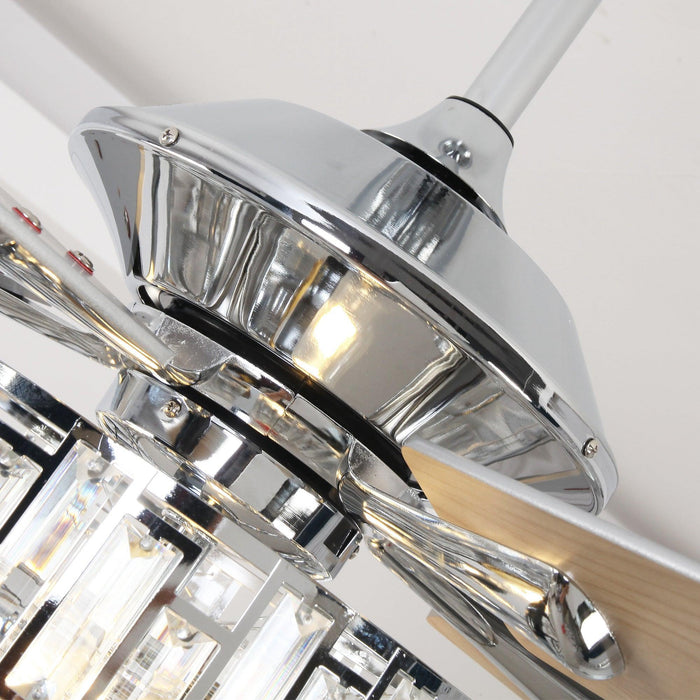 52" Dicken Modern Downrod Mount Reversible Crystal Ceiling Fan with Lighting and Remote Control