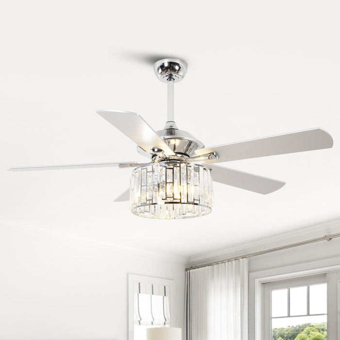 52" Dicken Modern Downrod Mount Reversible Crystal Ceiling Fan with Lighting and Remote Control