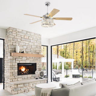 52" Dicken Modern Downrod Mount Reversible Crystal Ceiling Fan with Lighting and Remote Control