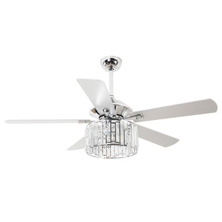 52" Dicken Modern Downrod Mount Reversible Crystal Ceiling Fan with Lighting and Remote Control