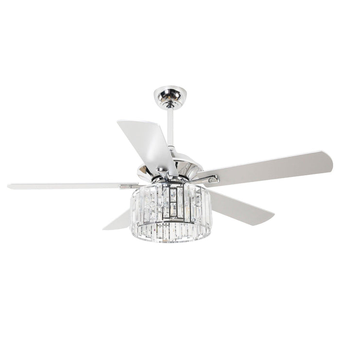 52" Dicken Modern Downrod Mount Reversible Crystal Ceiling Fan with Lighting and Remote Control