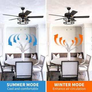 52" Urbana Downrod Mount Reversible Industrial Ceiling Fan with Lighting and Pull Chain